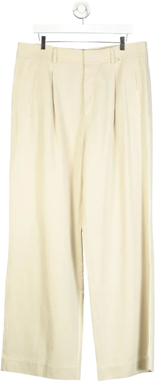 EVERLANE Cream The Draper Pleated Pant UK 16