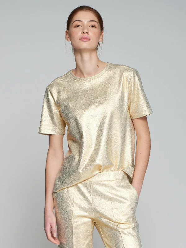 Amalia Metallic Gold Stretch T-shirt