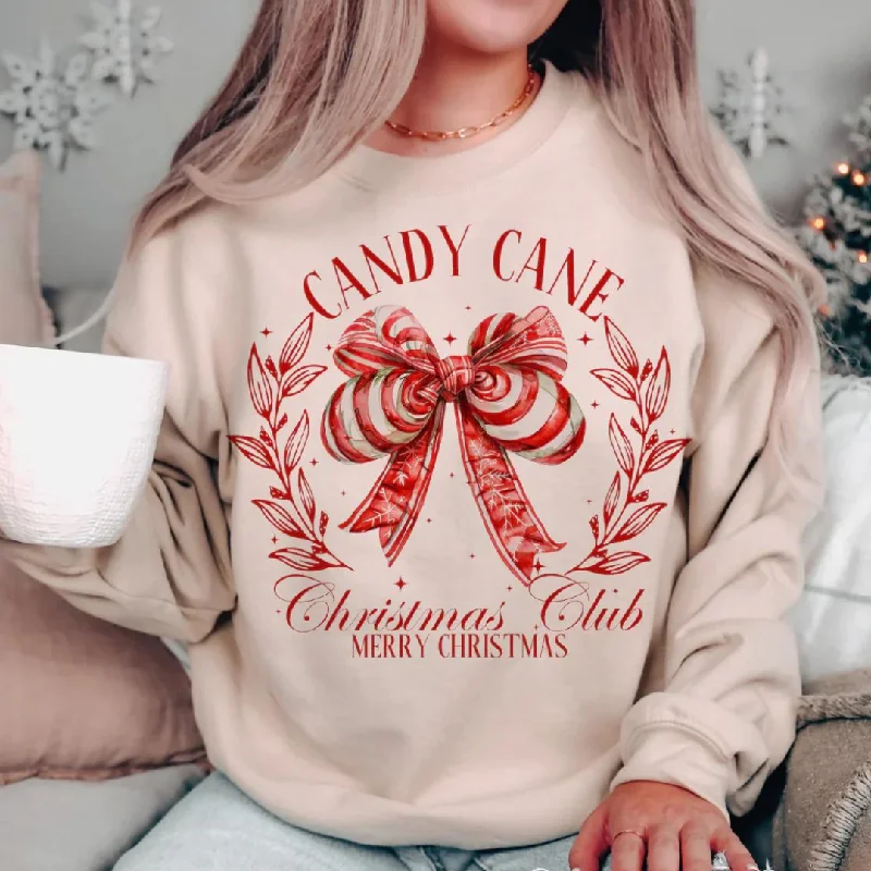 Online Exclusive | Candy Cane Christmas Club Graphic Sweatshirt in Cream