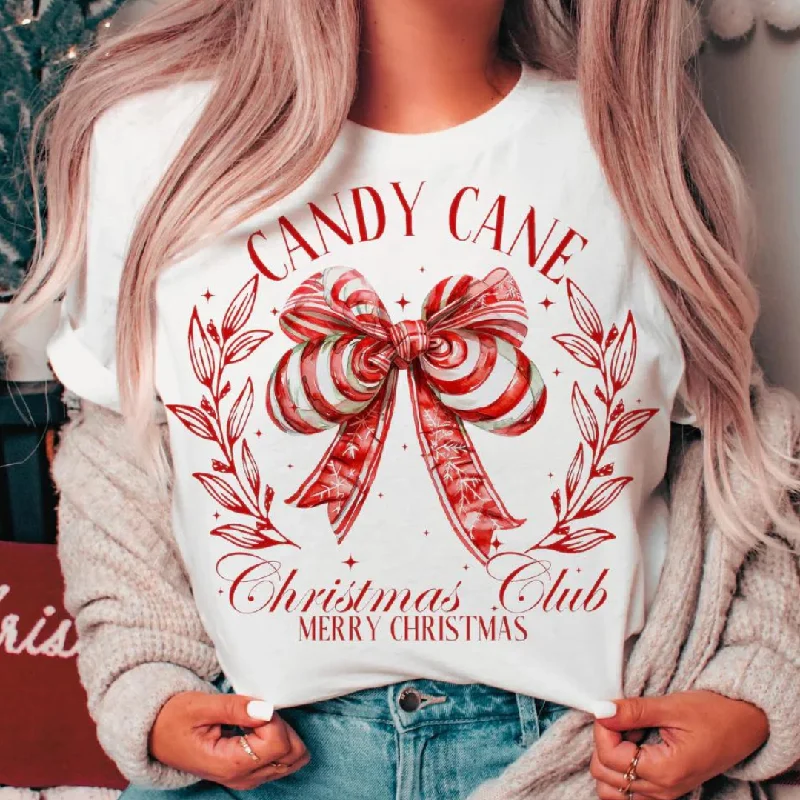 Online Exclusive | Candy Cane Christmas Club Graphic Tee in White