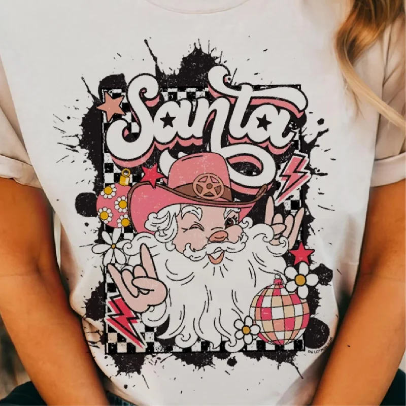 Online Exclusive | Country Glam Santa Tee in Cream