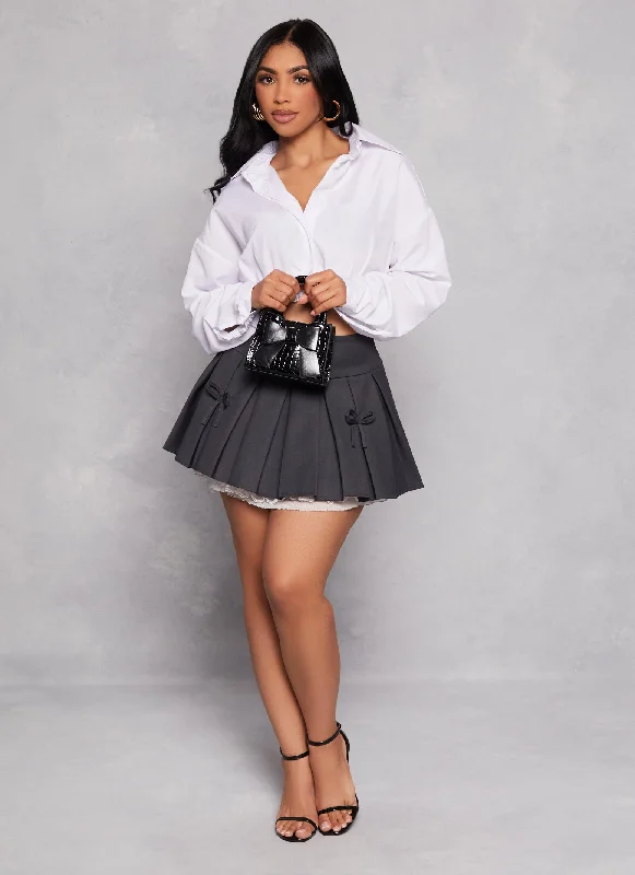 Bow Detail Pleated Mini Skort