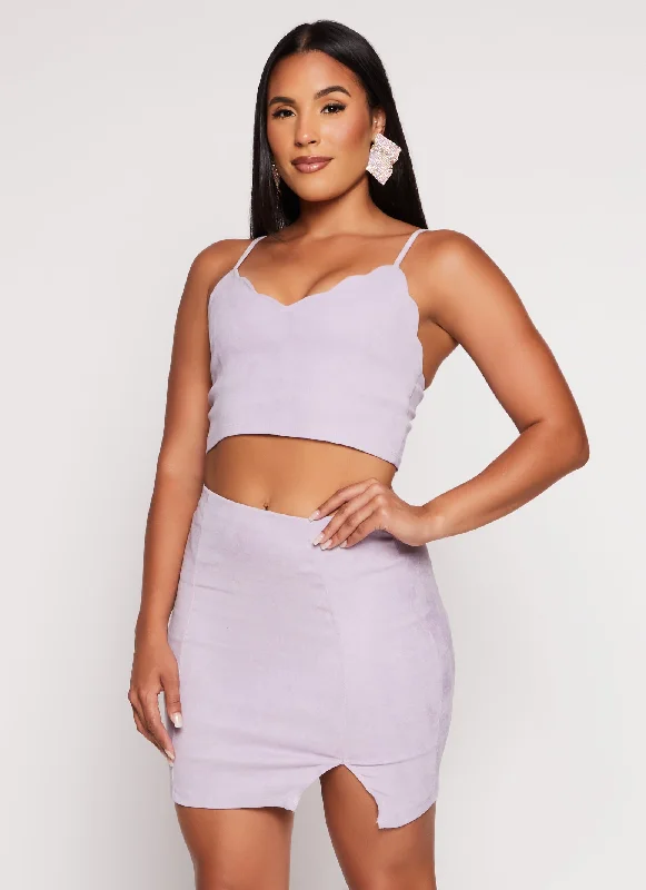 Iris Faux Suede Side Slit Mini Skirt