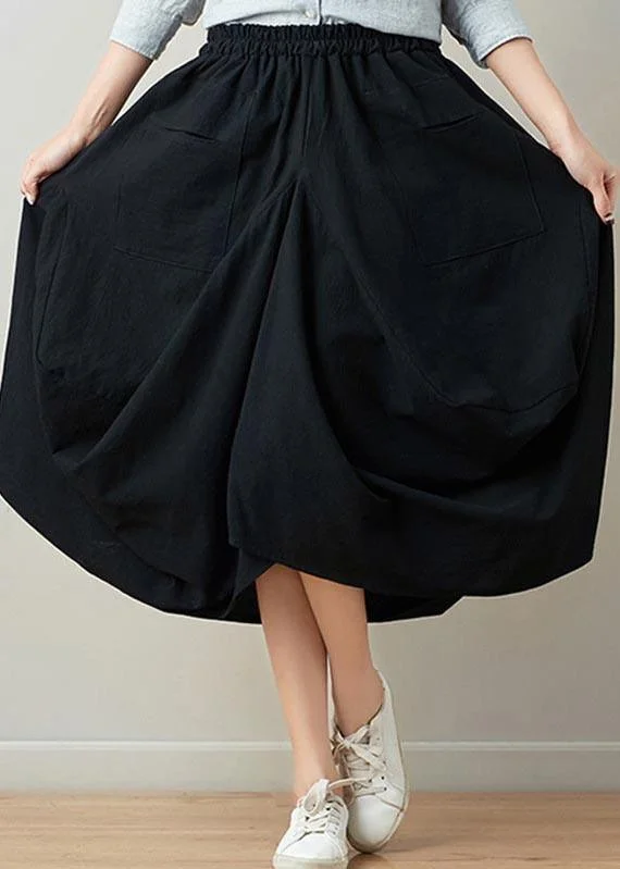 Stylish solid lantern Cotton Linen Skirts Summer