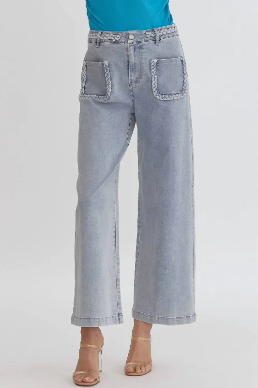 All Twisted Up Wide Leg Jeans In Light Blue