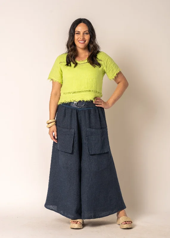 Blossom Linen Top in Lime Splice