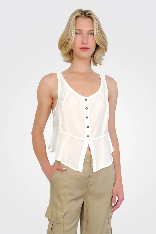 Button Tank - White