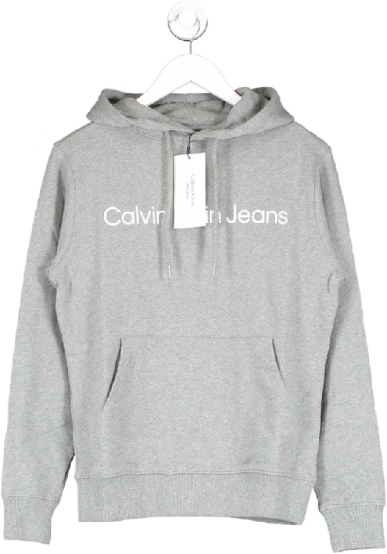 Calvin Klein Grey Mid-grey Logo Hoodie BNWT UK XXS