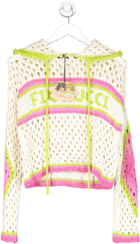 FIORUCCI White Crocheted Hoodie UK S