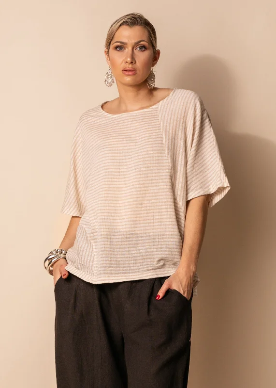 Jana Linen Blend Top in Latte