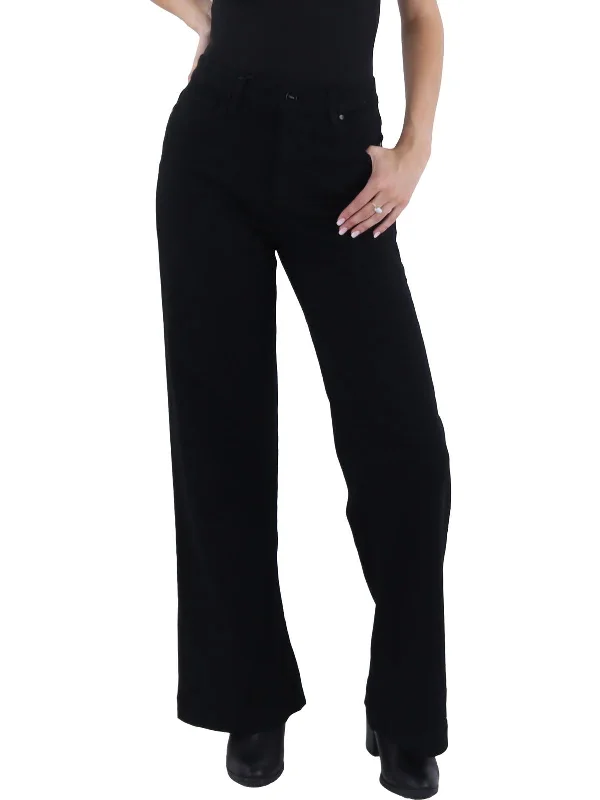 Leenah Womens High Rise Slim Wide Leg Jeans