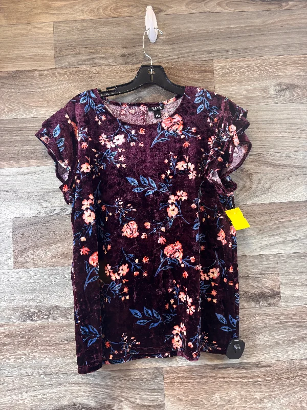 Top Short Sleeve By Ana In Floral Print, Size: L