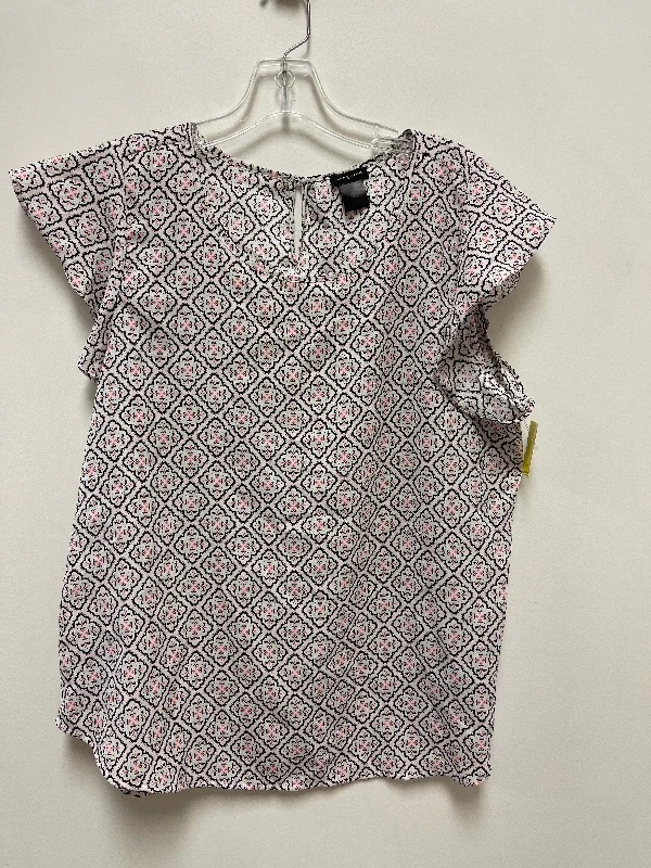 Top Short Sleeve By Ann Taylor In Black & Pink, Size: Xl