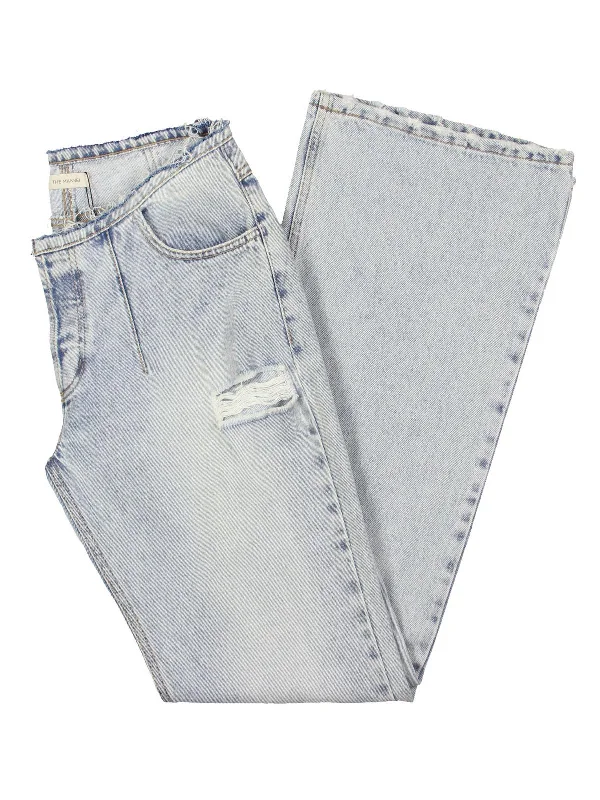 Womens Cotton Faded Flared Jeans