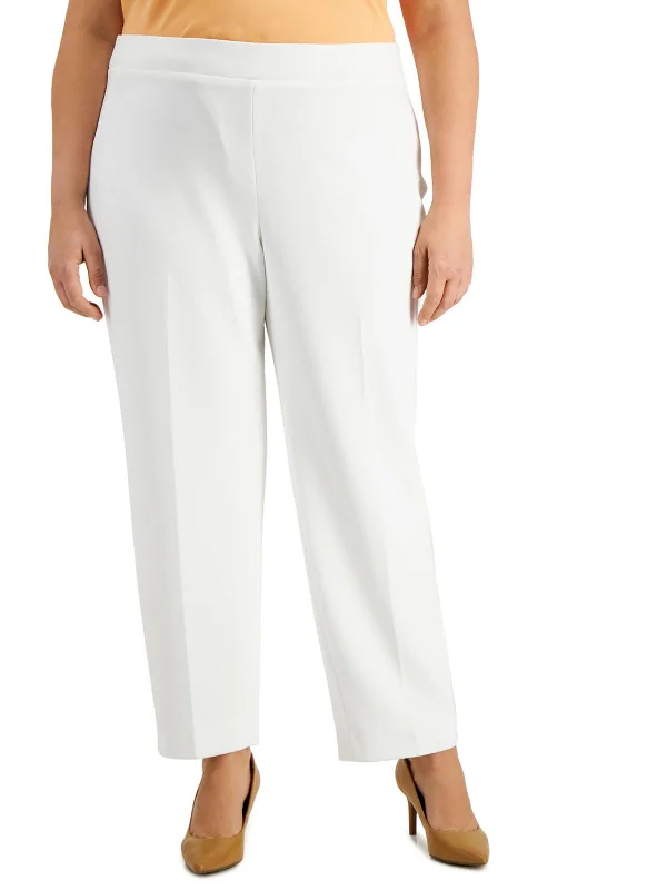 Plus Womens Mid Rise Pull On Straight Leg Pants