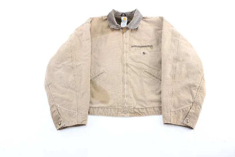 Carhartt Logo Patch Beige Detroit Zip Up Jacket