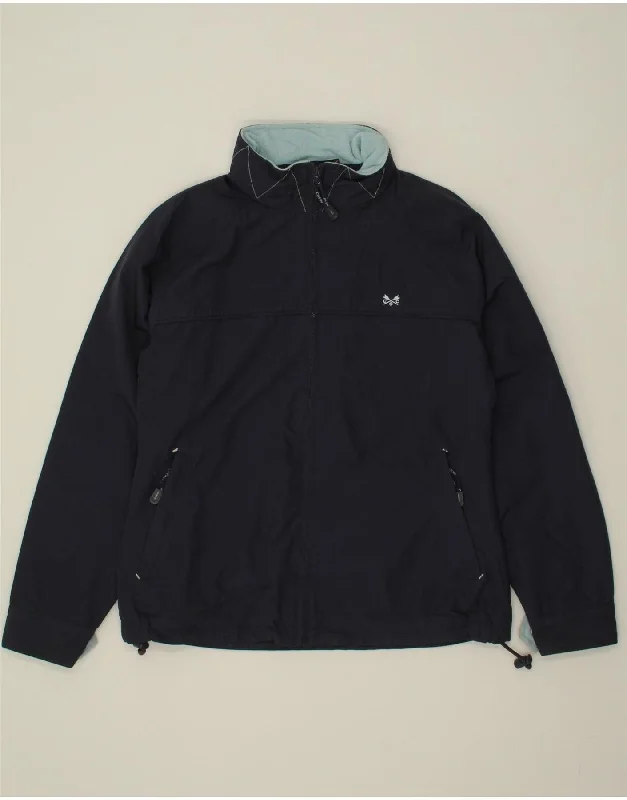 CREW CLOTHING Womens Windbreaker Jacket UK 12 Medium  Navy Blue Nylon