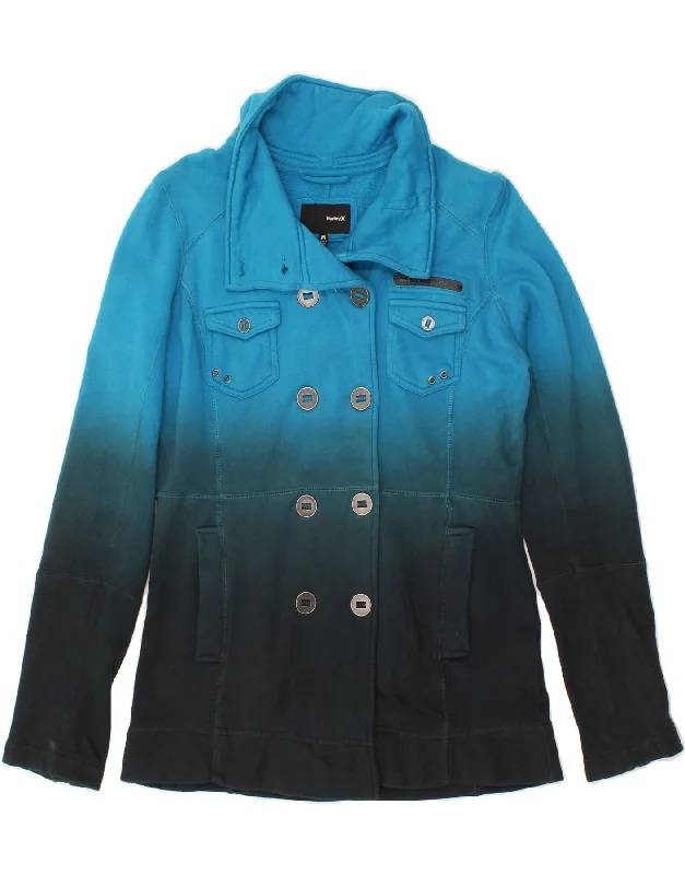 HURLEY Womens Utility Jacket UK 14 Medium Blue Colourblock