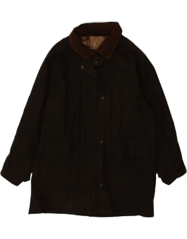 JACKAROO Womens Oversized Waxed Cotton Jacket UK 16 Large Brown Cotton