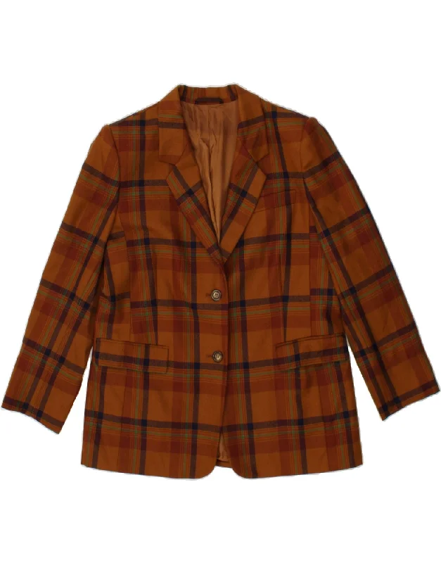 MARINA RINALDI Womens 2 Button Blazer Jacket Size 23 Medium Brown Plaid