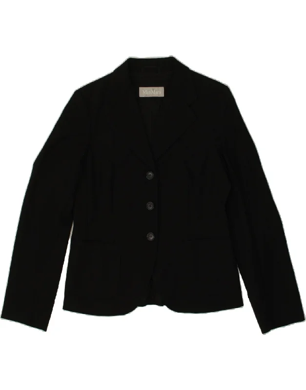 MAX MARA Womens 3 Button Blazer Jacket UK 14  Large Black Virgin Wool