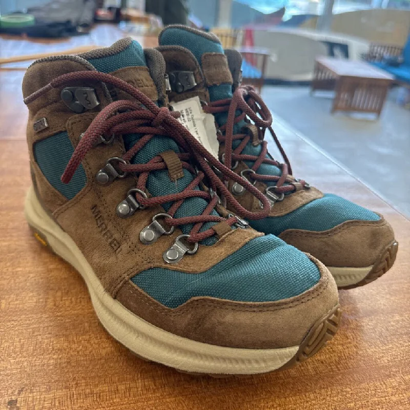 Merrell- mid hiking boot- MSRP $ 190: Brown Teal -women-6.5