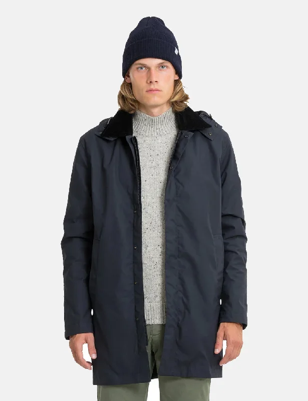 Norse Projects Trondheim Waxed Cotton Jacket - Dark Navy Blue