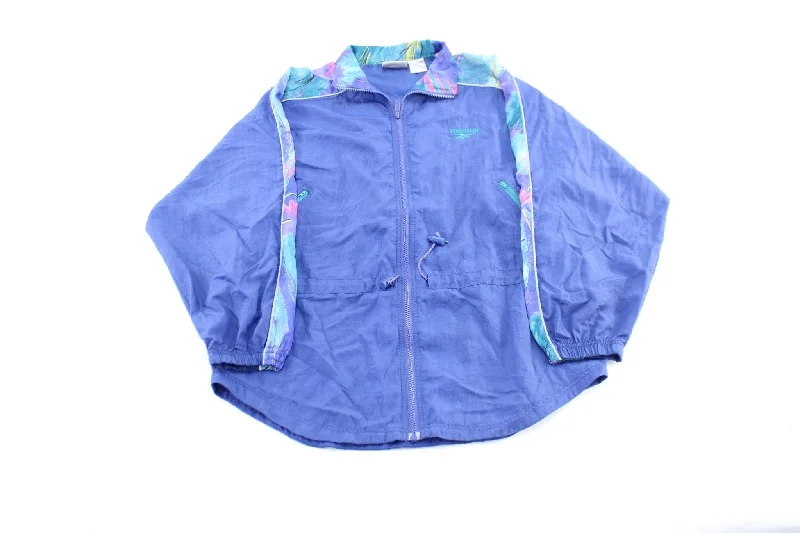 Vintage Reebok Embroidered Logo Blue Windbreaker Zip Up Jacket