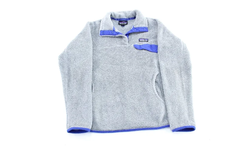 Women's Patagonia Logo Patch Grey & Blue Pullover Jacket