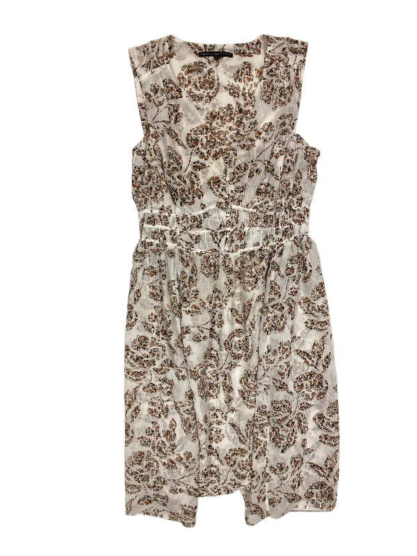 Brown & Cream Dress Casual Midi White House Black Market, Size M