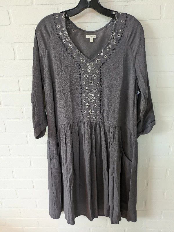 Grey Dress Casual Midi Garnet Hill, Size M