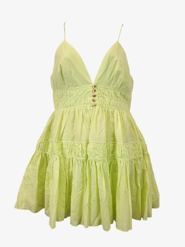 Aje Lime Grace Tiered Mini Dress Size 14