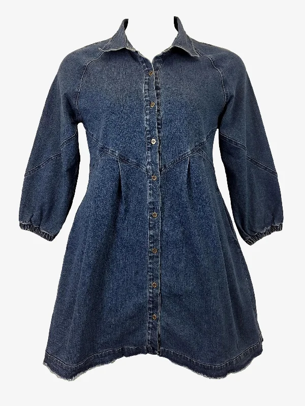 Belle & Bloom Chic Collared Denim Mini Dress Size L