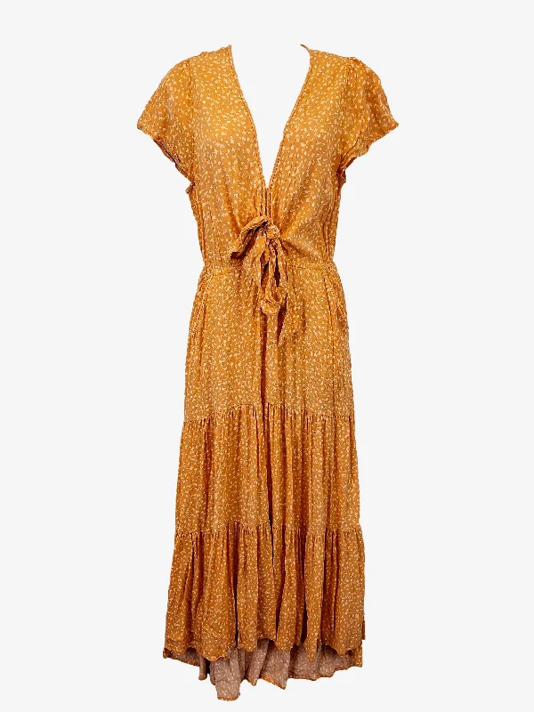 Kivari Pretty Apricot Tiered Maxi Dress Size S