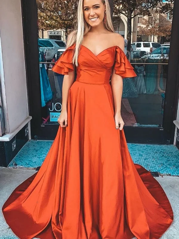 Off The Shoulder 2020 Newest Long Prom Dresses, A-line Evening Party Prom Dresses