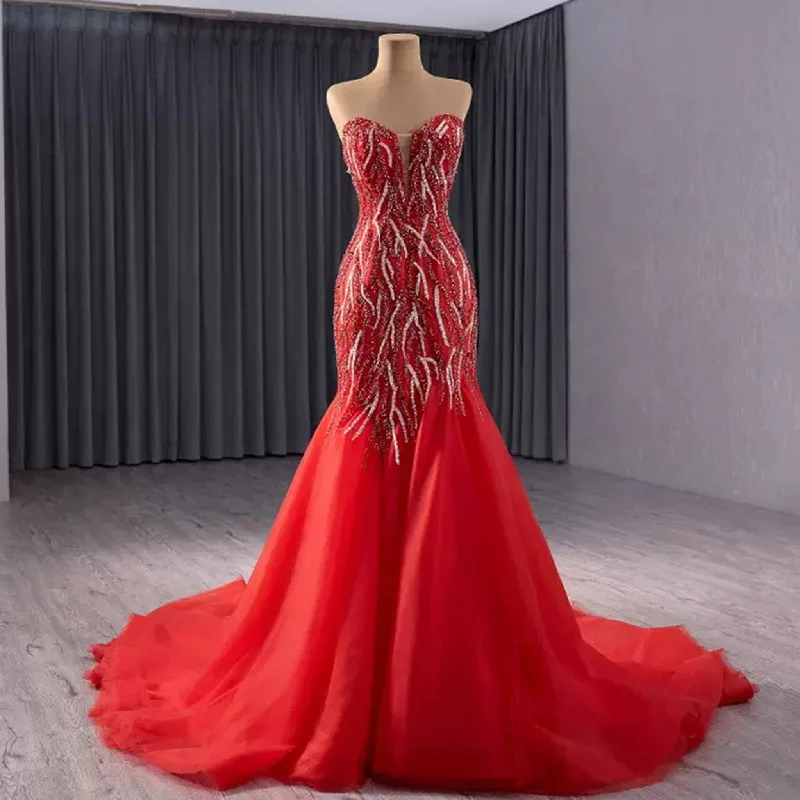 Sleeveless Luxury Sequins Floor Length Evening Party Dress