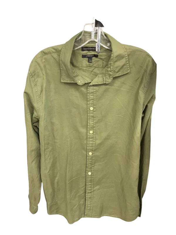 Blouse Long Sleeve By Banana Republic In Green, Size: L