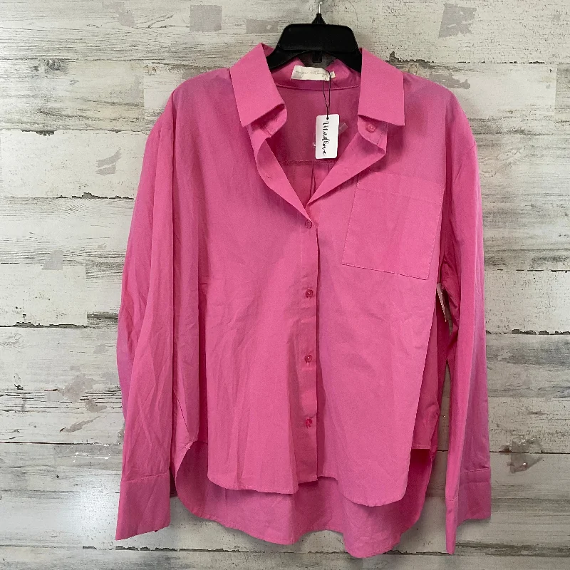 Blouse Long Sleeve By BEIGE BOTANY In Pink, Size: M