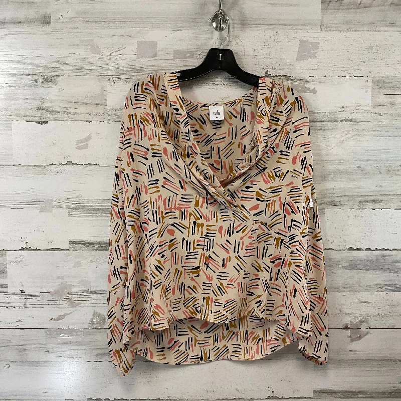 Blouse Long Sleeve By Cabi In Peach, Size: M