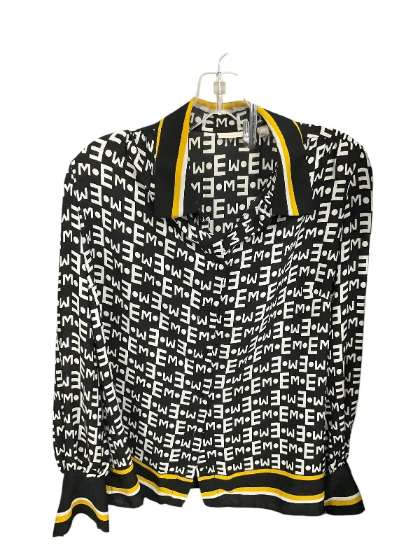 Blouse Long Sleeve By Eva Mendes In Black & White, Size: L