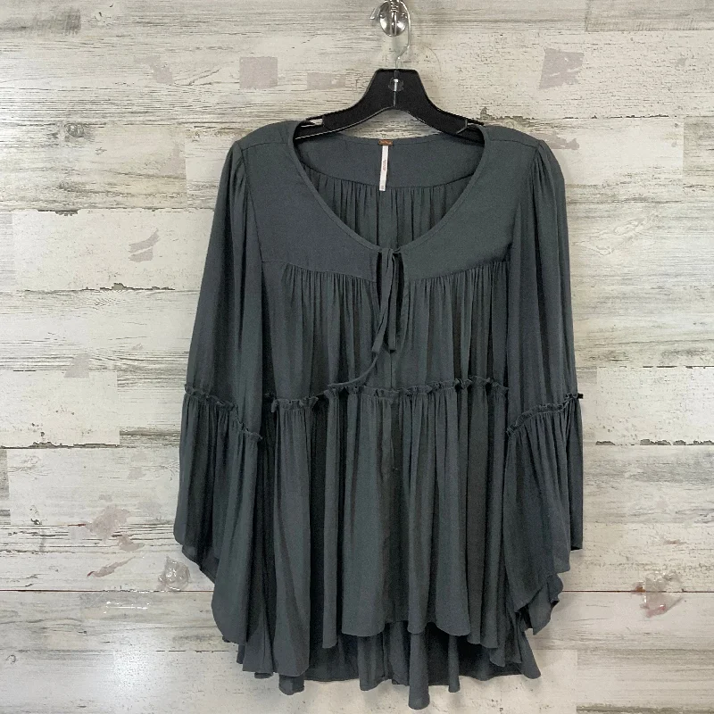 Blouse Long Sleeve By Free People In Grey, Size: Xs